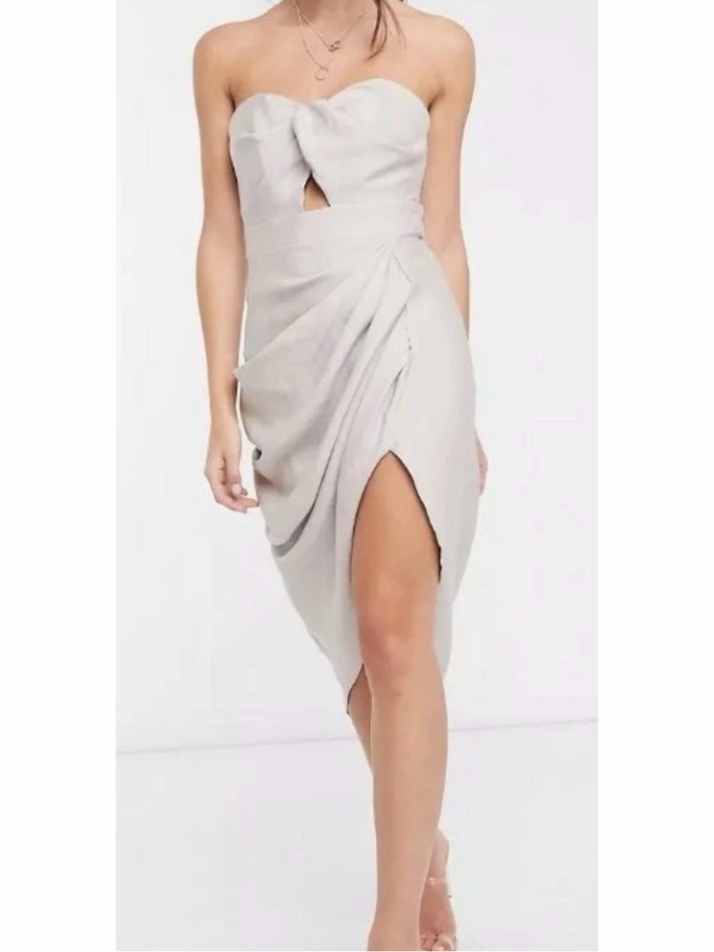ASOS Strapless Twist Front Draped Dress Blush